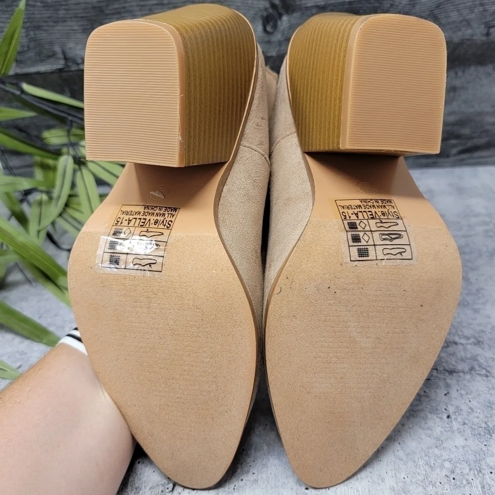 Yoki | Vella Tan Faux Suede Booties with Side Cutouts